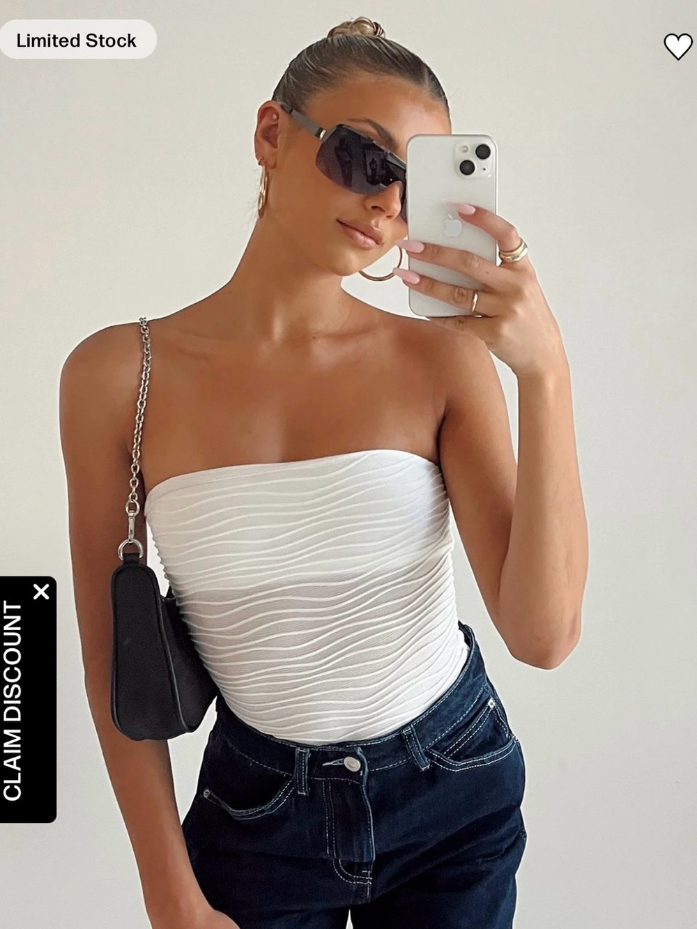 Princess Polly White Textured Strapless Bodysuit